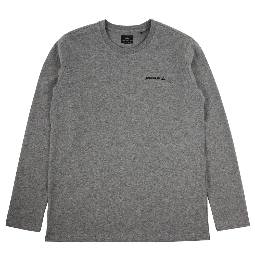 【DeveUP】『DeveUP』棉質長袖圓領LOGO-TEE(產品編號 : D02431 麻花灰 小童款)