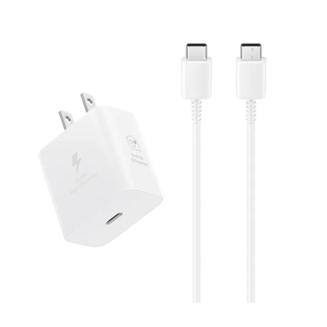 【Samsung 三星】原廠新款 25W 超級快充頭 + 雙Type C線 T2510 / 支援Z Fold7 Flip7(盒裝組)