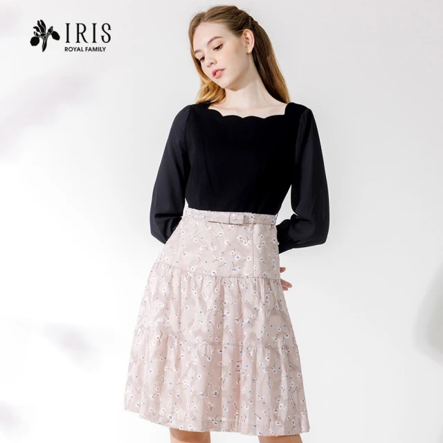 IRIS 艾莉詩 貝殼方領撞色燒花洋裝(36646)