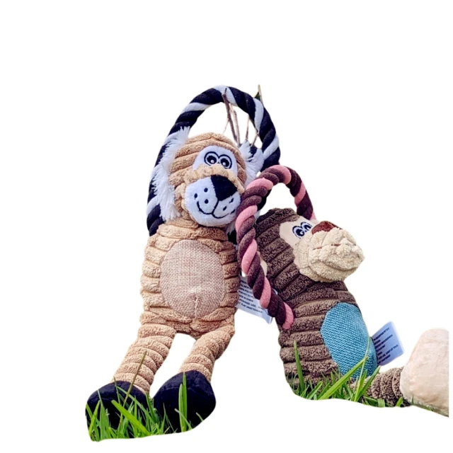May shop 2入組 寵物絨毛玩具 猴子互動發聲玩具(寵物玩具 發聲玩具)
