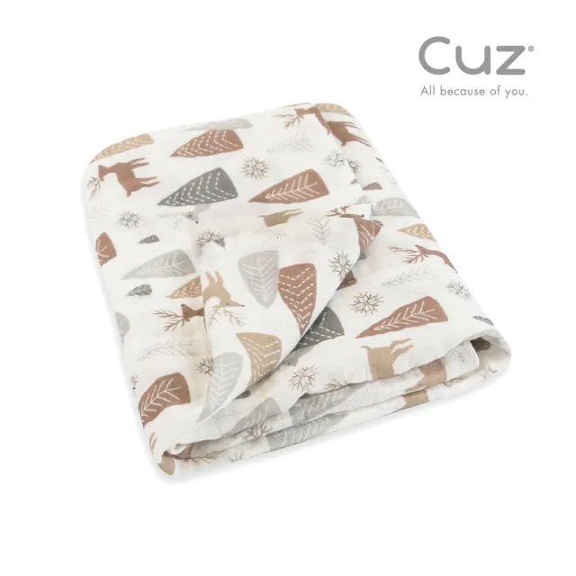 【Cuz】土耳其有機綿紗布巾-珍珠馴鹿(80x80cm)