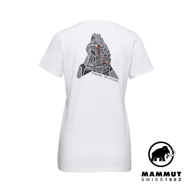 【Mammut 長毛象】Massone T-Shirt Women No Ceiling 有機棉機能短袖T恤 女款 白色 #1017-05241