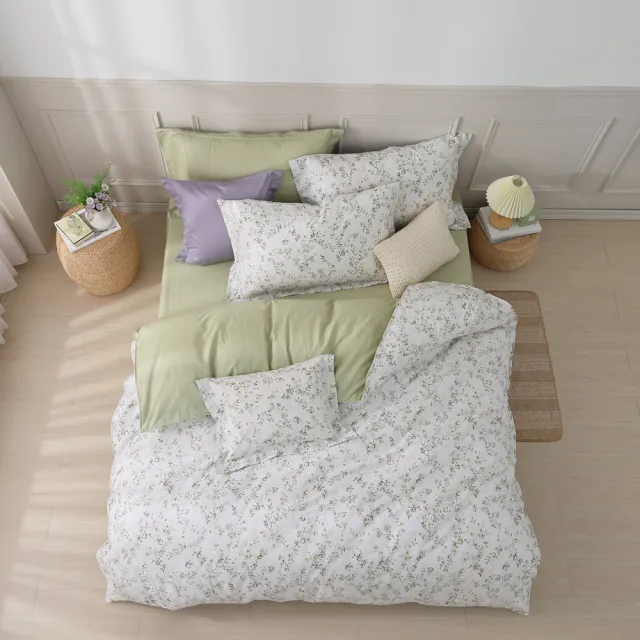 【棉眠DreamTime】100%精梳棉四件式兩用被床包組-夜雨(加大)