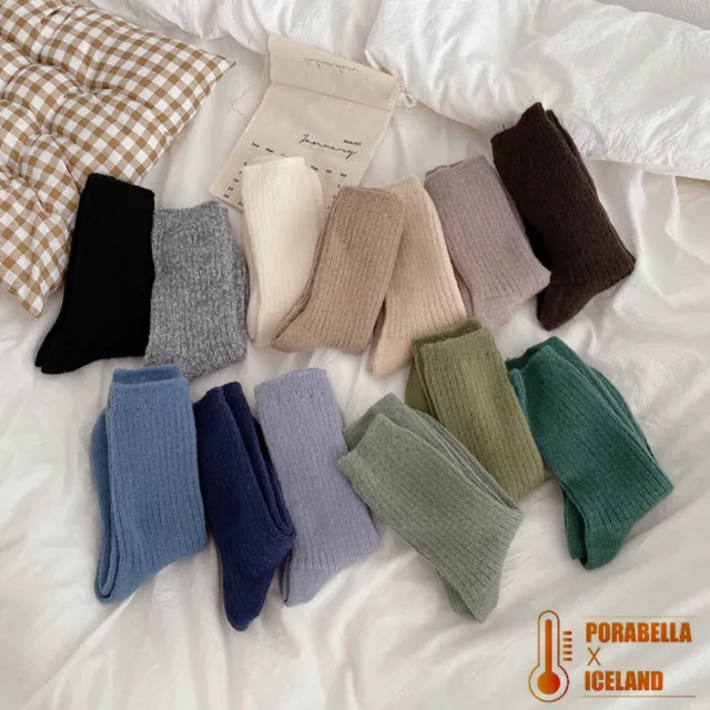 【Porabella】任選三雙 襪子 襪 素色襪 羊毛襪 加厚 女中筒襪 女襪 SOCKS