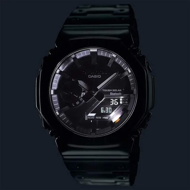 【CASIO 卡西歐】G-SHOCK 太陽能藍牙 金屬八角防護構造雙顯錶 情人節 送禮(GM-B2100D-1A)