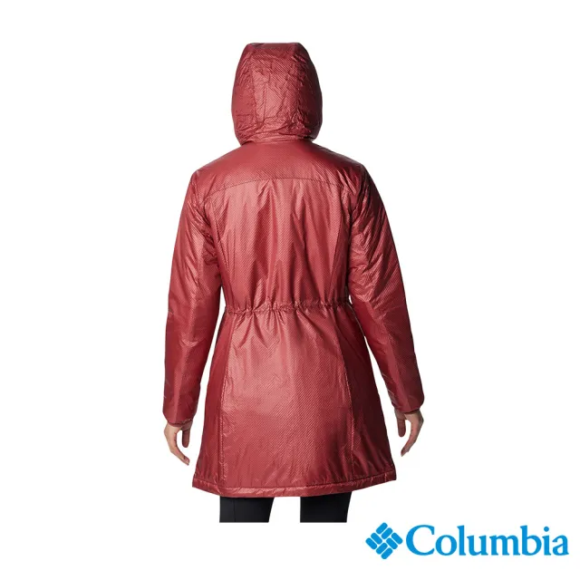 【Columbia 哥倫比亞 官方旗艦】女款-Arch Rock™金鋁點極暖長版連帽外套-磚紅色(UWL77570FB/HF)