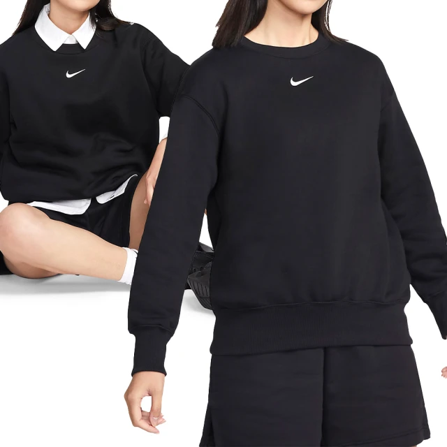 NIKE 耐吉 AS W NSW PHNX FLC OS Crew 女款 黑色 保暖 運動 休閒 長袖 上衣 DQ5734-010