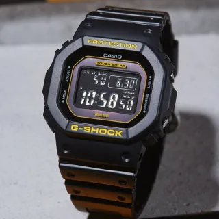 【CASIO 卡西歐】G-SHOCK 黑黃配色系列 方形電子手錶 新年禮物(GW-B5600CY-1)