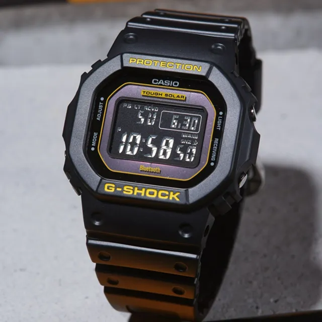 CASIO 卡西歐】G-SHOCK 黑黃配色系列方形電子手錶聖誕禮物(GW-B5600CY