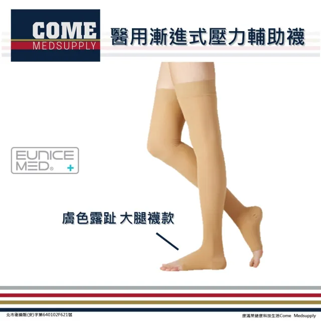 【EuniceMed】醫用輔助襪(CPS-3304-BG 壓力襪 露趾襪 大腿襪 膚色 漸進壓力 靜脈曲張 水腫)