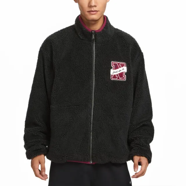 NIKE 耐吉】NSW Winter Jacket 男款黑紅色雙面穿拉鍊口袋寬版保暖立領