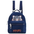 【KENZO】經典電繡虎頭帆布三用迷你手提斜背包後背包(深藍白)