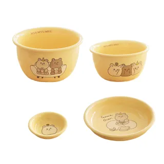 【MYUMYU 沐慕家居】小熊碗盤4件組(熊熊  杯子 陶瓷碗 碗盤 陶瓷盤 碗盤器皿 碗 醬油碟 陶瓷杯)