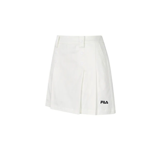 FILA官方直營 女撞色條紋平織短裙-白色(5SKY-101