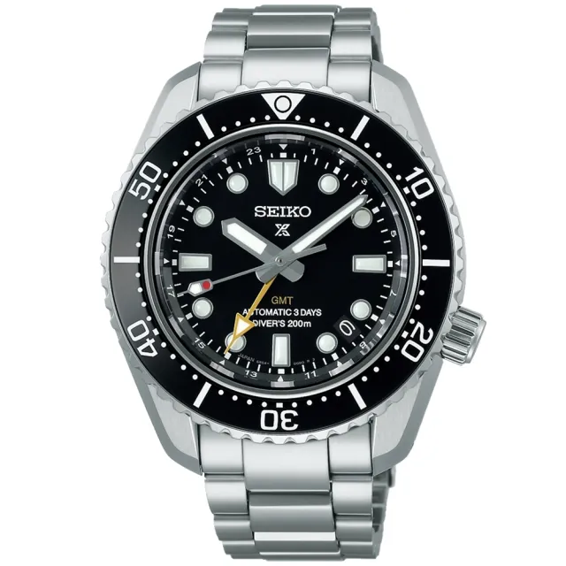 【SEIKO 精工】PROSPEX 黑標 三日鍊 陶瓷圈 GMT潛水機械錶(6R54-00D0D／SPB383J1)