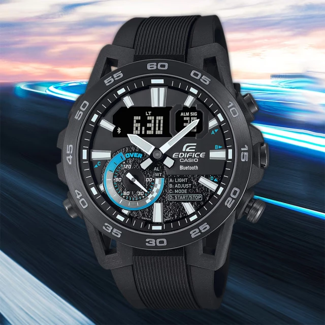 CASIO 卡西歐 EDIFICE 方程式賽車 碳纖維藍芽手錶 聖誕節 禮物(ECB-40PB-1A)