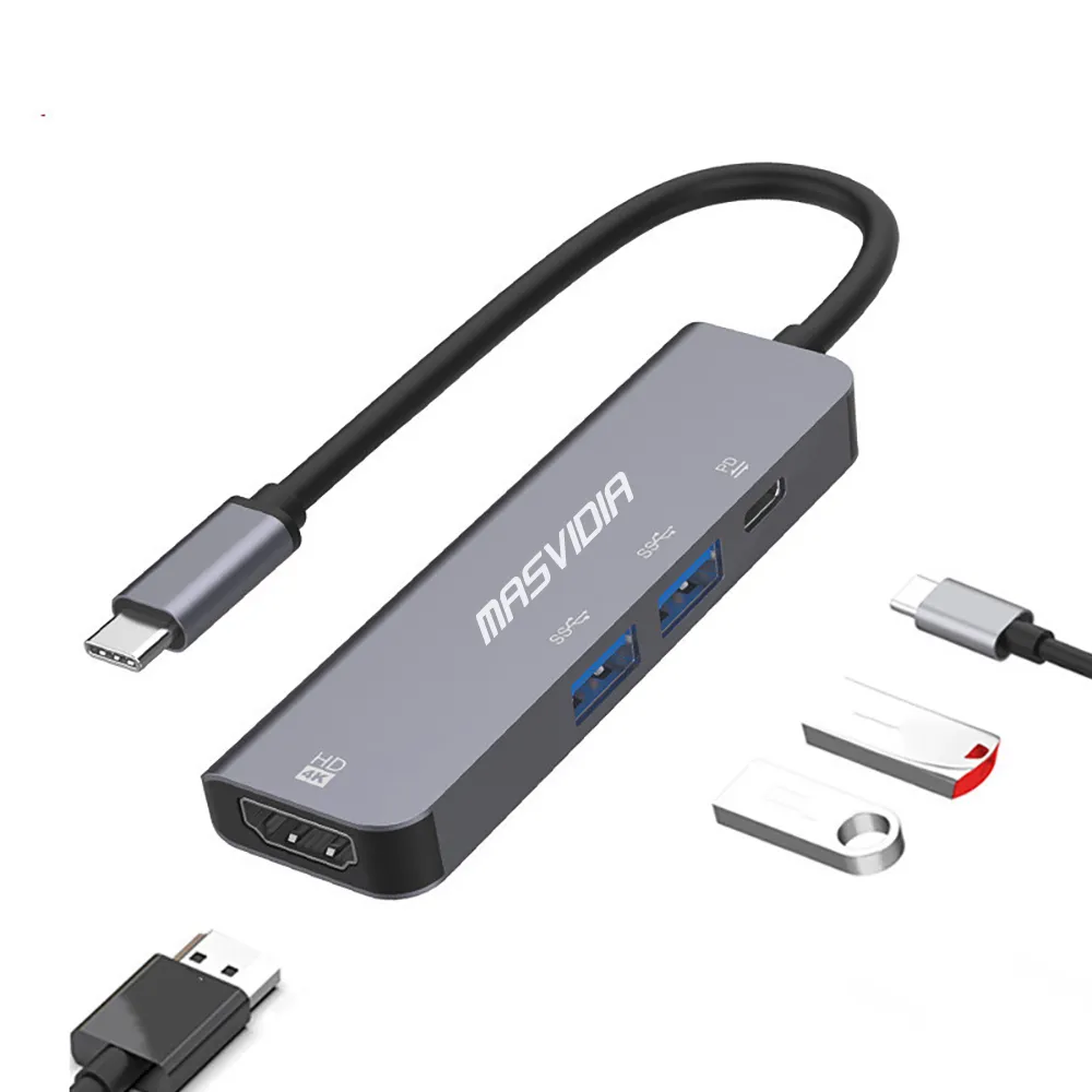 【MasVidia】四合一USB Type C多功能HUB集線器(PD充電/HDMI輸出/台灣品牌)