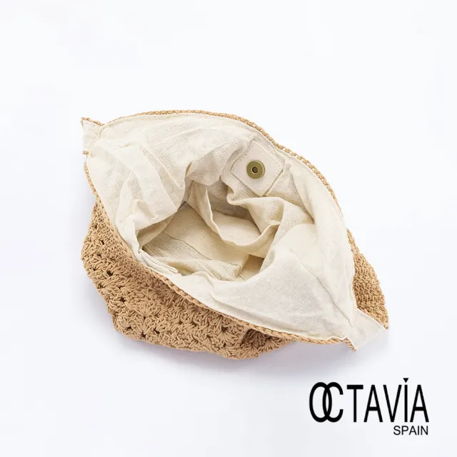 【OCTAVIA 8】雙11 亞碧斯 手工棉線編織蛋型休閒肩背包 - 歐草棕(渡假包 仿草編包)