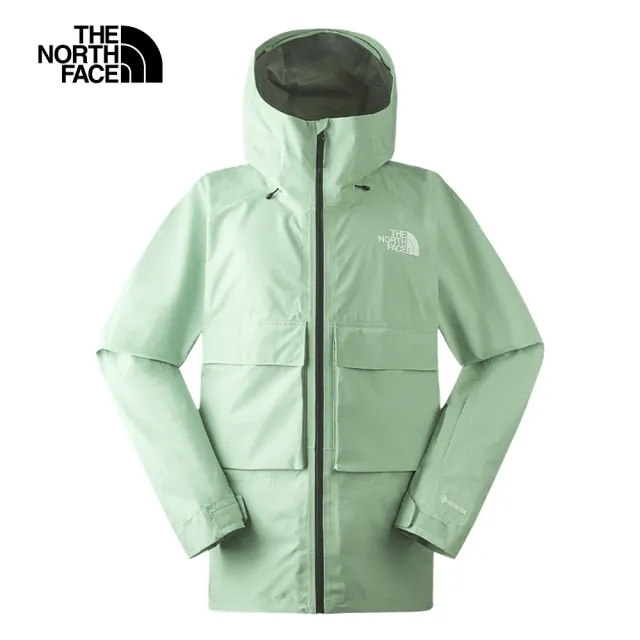 【The North Face 官方旗艦】北面男款綠色防水透氣舒適保暖連帽衝鋒衣｜82V9I0G