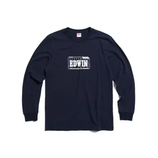 【EDWIN】男女裝 東京散策系列 未來視窗長袖T恤(丈青色)
