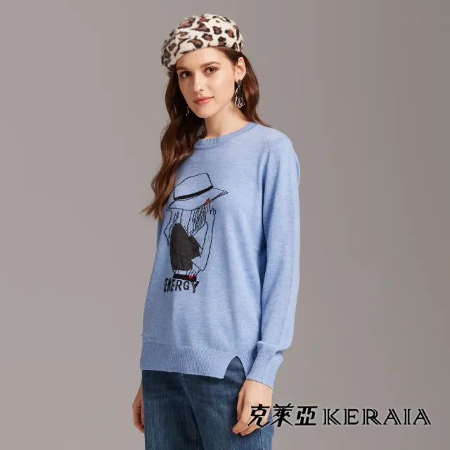 【KERAIA 克萊亞】少女的獨白釦飾薄針織上衣(藍色)