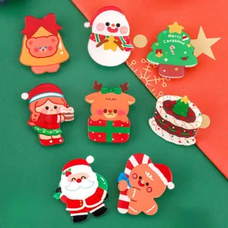 【芬菲文創】聖誕節可愛胸針 筆袋書包手帕別針聖誕老人徽章小禮物(8入)