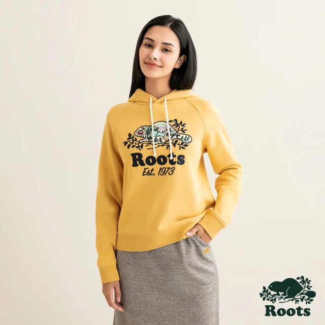 Roots Roots女裝- 戶外探險家系列 雪場海狸連帽上衣(麥黃色)