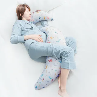 【Gennies 奇妮】智能恆溫抗菌親子枕 月亮枕 媽媽枕 孕婦枕 哺乳枕 安撫枕(恐龍灰)