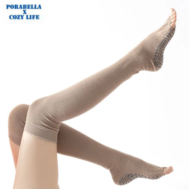 【Porabella】襪子 露指壓力襪 止滑 素色壓力襪 美腿襪 睡眠襪 運動長襪LEG SOCKS