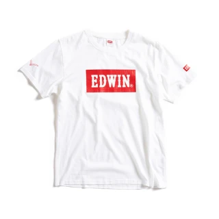 【EDWIN】男裝 經典大紅標LOGO短袖T恤(米白色)