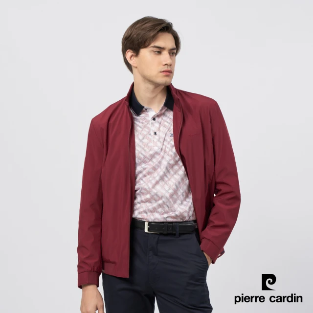 pierre cardin 皮爾卡登 商務休閒 男款 都會休閒立領薄夾克外套-紅色(5235602-78)