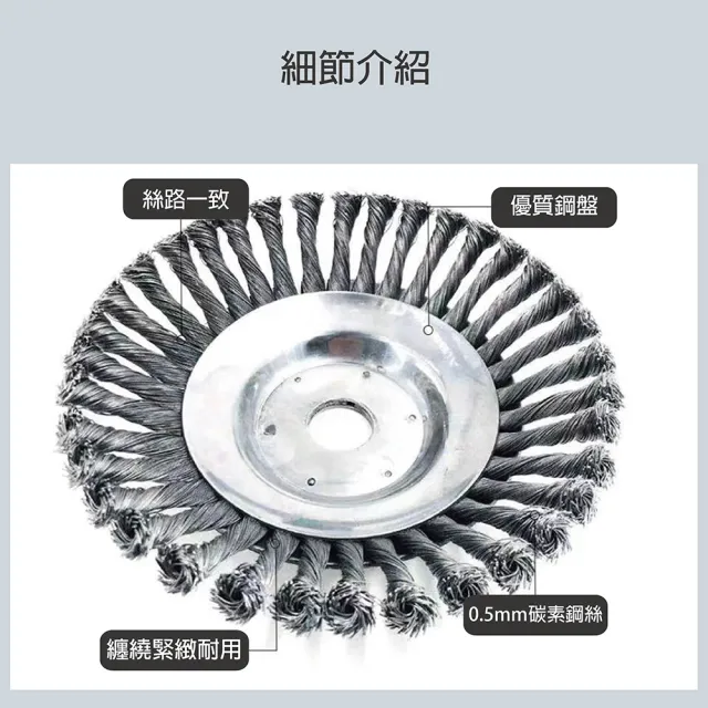 6吋鋼絲除草盤 割草盤 除草刀(適用於各式引擎割草機)