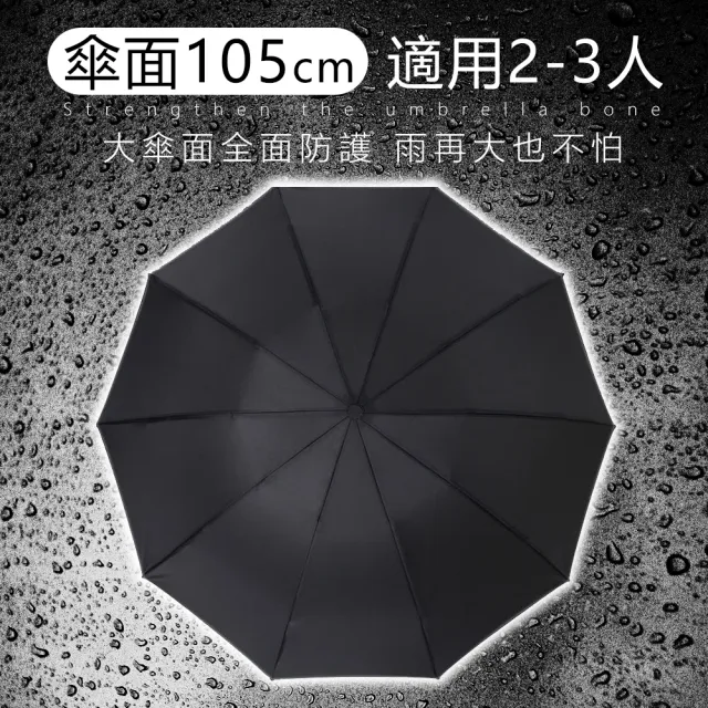 【樂邦】反光反向三折摺疊雨傘(夜間反光條 反向內折)