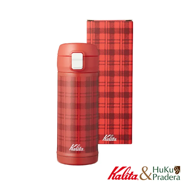 【Kalita】紅格紋不鏽鋼保溫杯（約350ml）(英倫紅底格紋 保溫瓶)