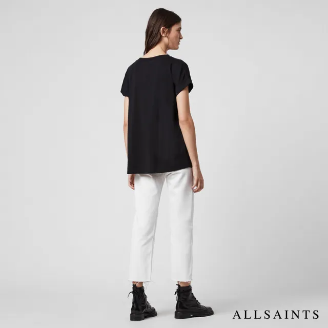 【ALLSAINTS】IMOGEN BOY 寬鬆男友風素色短袖純棉T恤-黑 WM219M