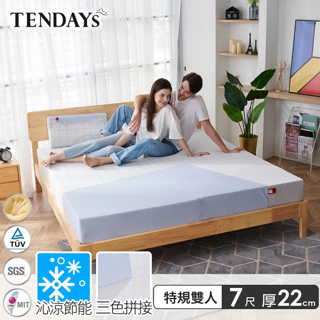 【TENDAYS】包浩斯紓壓床墊7尺特規雙人(22cm厚 可兩面睡 記憶床)