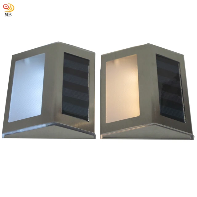 【月陽】不鏽鋼太陽能自動光控3LED台階燈璧燈庭園燈超值2入(ST1082)