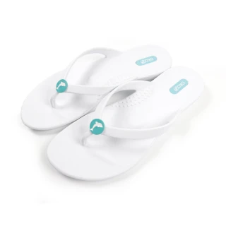 【oka-B】躍動海豚造型配飾人字夾腳涼拖鞋 白色(K920DE-WH)