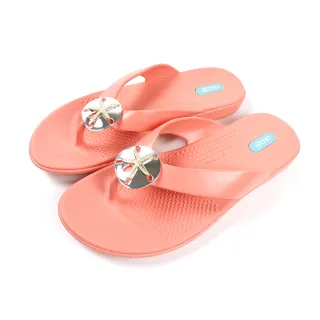 【oka-B】圓盤海星造型配飾人字夾腳涼拖鞋 粉紅色(K916SA-PIN)