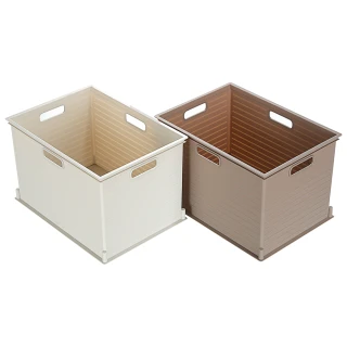 【KEYWAY 聯府】森本深型收納盒23L-3入 米色/咖啡色(堆疊收納 整理盒 置物盒 MIT台灣製造)