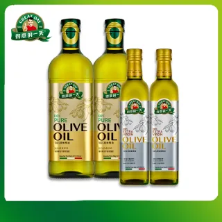 【得意的一天】義大利進口橄欖油4罐組(義大利橄欖油1L*2瓶+初榨橄欖油0.5L*2瓶)