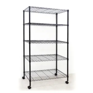 【yo-life】100%台灣製 五層置物架-贈尼龍輪-銀/黑任選(91x46x180cm)