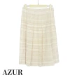 【AZUR】古典氣質橫紋印花百褶裙