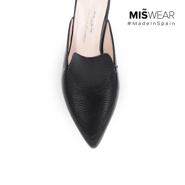 【MISWEAR】女-穆勒鞋-BRENDA ZARO 真皮尖頭穆勒鞋-黑色