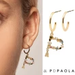 【PD PAOLA】西班牙時尚潮牌 金色P字母耳環 彩鑽耳環 925純銀鑲18K金(925純銀鑲18K金)