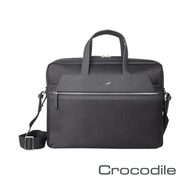 【Crocodile】鱷魚皮件 鱷魚皮件 防潑水 公事包 0104-08007-黑藍兩色(Wind 2.0 布配皮系列)