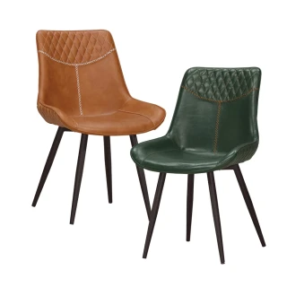 【BODEN】萊德工業風皮革餐椅/單椅(兩色可選)