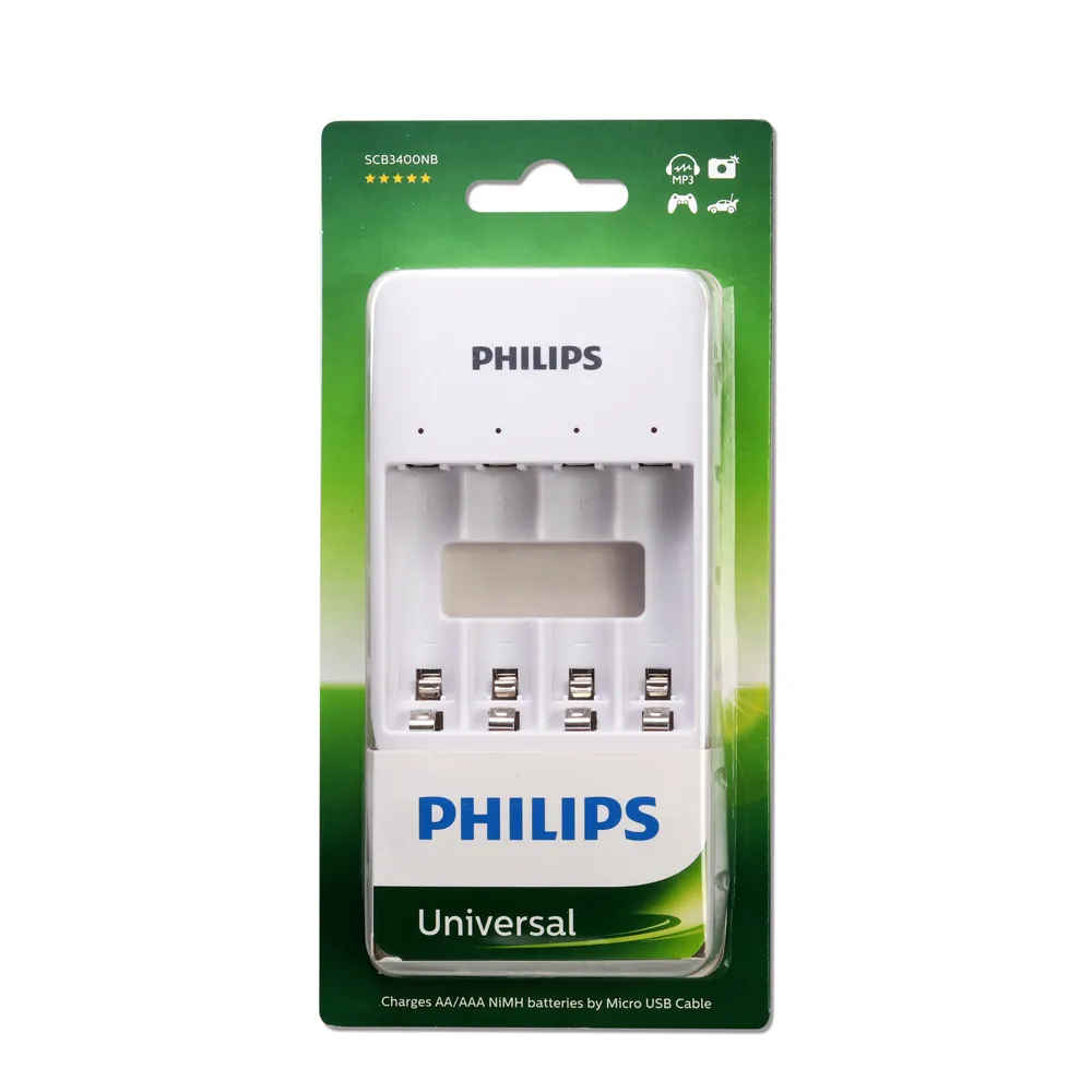 【Philips 飛利浦】USB 4槽低自放鎳氫充電器(3號或4號充電電池皆可使用)