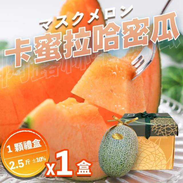 WANG 蔬果 台灣卡蜜拉紅肉哈密瓜1顆x1盒(1.3-1.