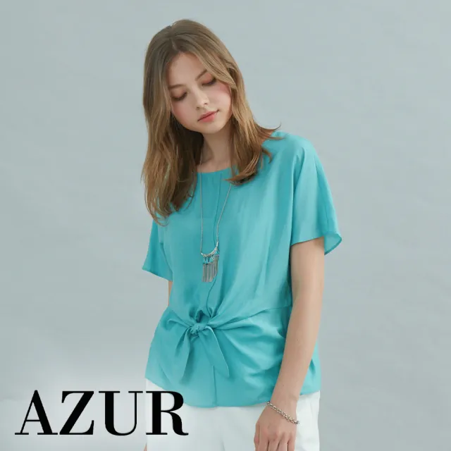 【AZUR】法式飄逸綁結收腰上衣-2色